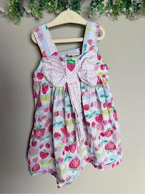 Marmelata Strawberry Print 100% Cotton Girls Sundress | size 5